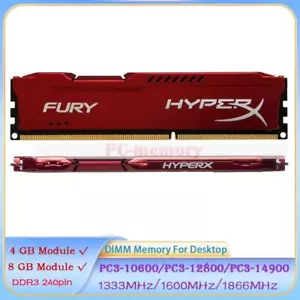 HyperX 4 GB /8 GB DDR3 1333 1600 1866 240Pin DIMM Desktop Memory With Radiator - Picture 1 of 8