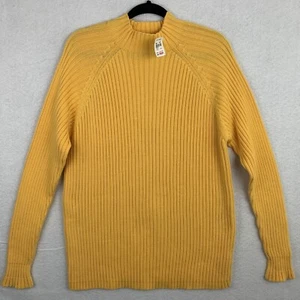 St Johns Bay Sweater Vintage Womens 3X Yellow Cotton Rib knit Mock neck Y2K Flaw - Picture 1 of 10
