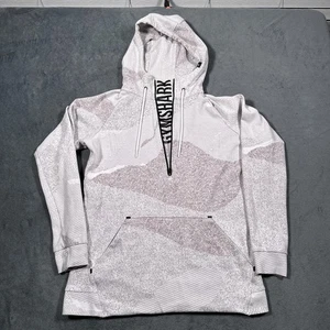 Gymshark Hoodie Mens Small White Gray Camo Pullover Athletic Pocket Outdoors - Picture 1 of 15