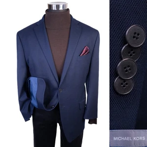 Michael Kors Herren Marineblau Blazer 2-Knopf Sport Mantel 44 S Silber Knöpfe Poly - Bild 1 von 13