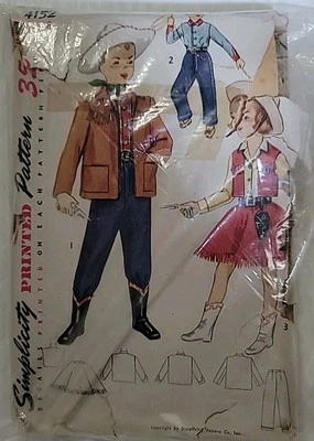 Sewing Pattern Simplicity 4152 Costume Western Rodeo Cowboy Cowgirl Size 8 - Image 1 of 2
