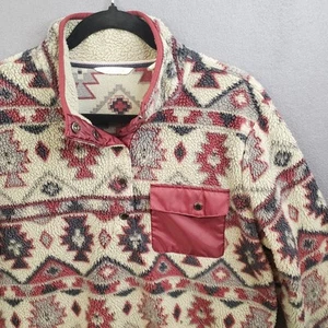 Weatherproof Vintage Women’s L Aztec Print Pullover Gray Sherpa Fleece Sweater - Imagen 1 de 9