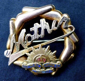 WW1 AUSTRALIAN MILITARY SWEETHEART BROOCH RISING SUN MOTHER & BOOMERANGS BADGE - Picture 1 of 5