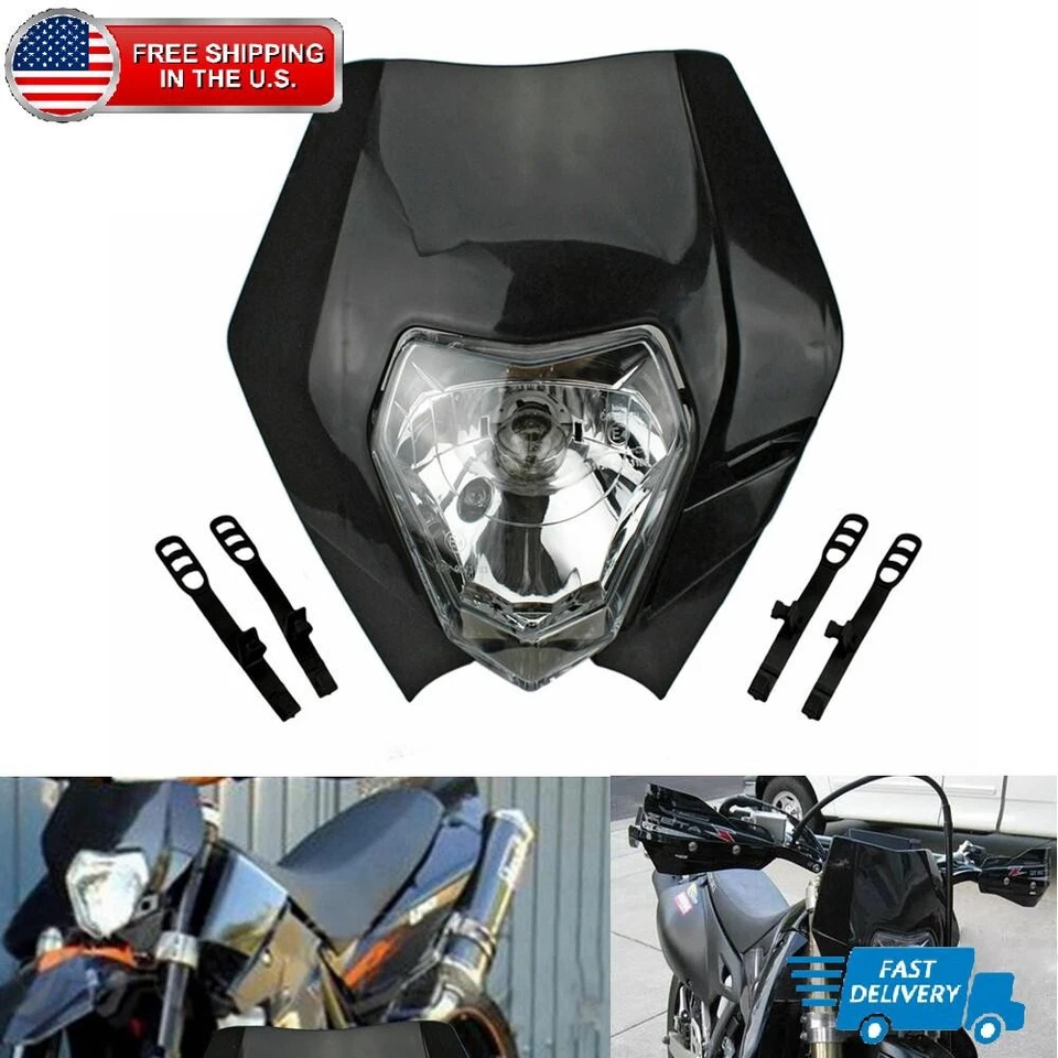 Faro delantero negro de motocross para KTM 125 150 250 300 350 400 450 500 530 690 Foto 1 de 4