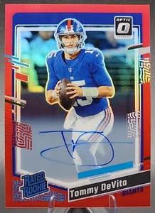 Tommy Devito/75 2023 Panini Optic Ratred Rookie RC en tarjeta automática roja Prizm SSP - Imagen 1 de 2