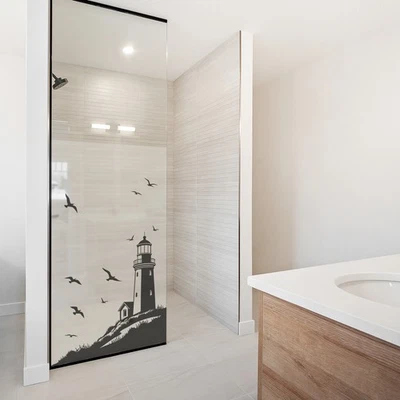 Sichtschutzfolie Milchglasfolie Motiv Duschfolie Duschkabine YX001-08 Leuchtturm - Bild 1 von 4