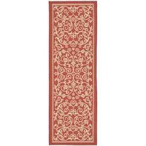 Courtyard Black/Sand Large Rectangle Rug Red/Natural Runner 2'-3" X 6'-7" - Picture 1 of 1