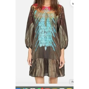 Mini Vestido Figue Edie 100% Seda Estampado Satén Elástico Manga Puño Mujer Pequeño - Imagen 1 de 11