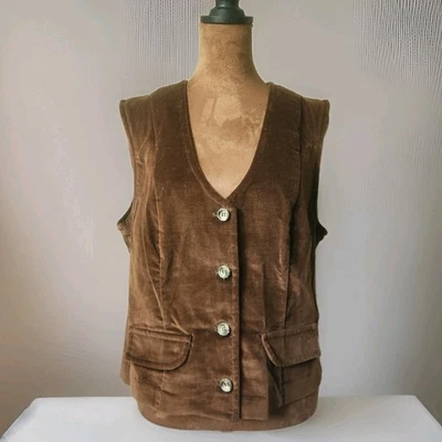 Vintage Jantzen Brown Velvet Vest Size Medium Women’s Fall Boho 70s Retro - Image 1 of 4
