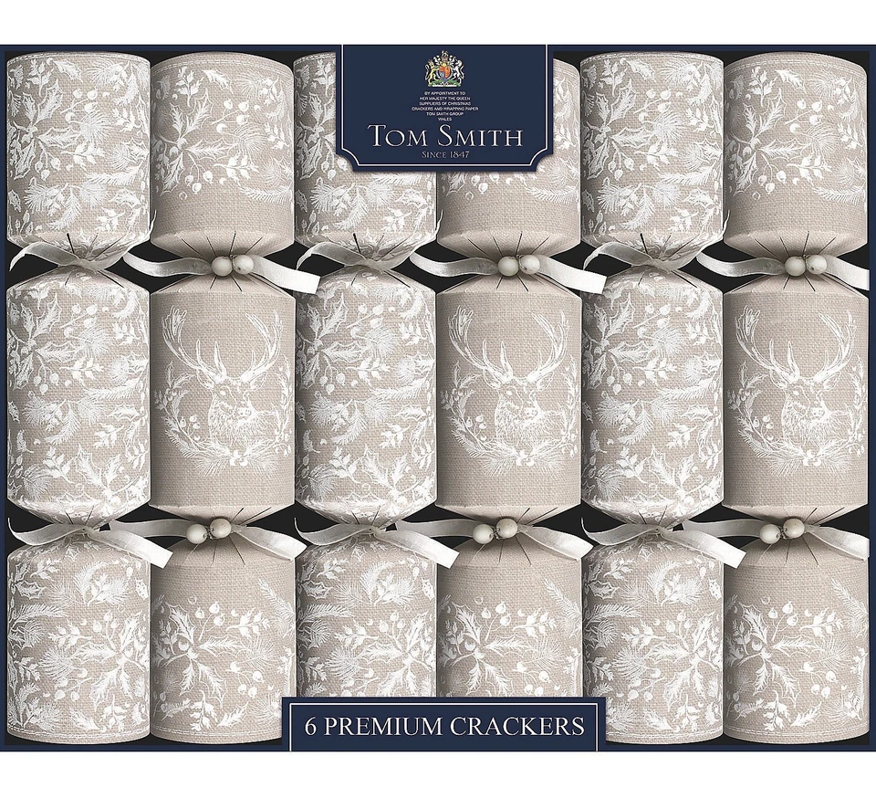 Tom Smith Linen Stag Premium Christmas Party Crackers 14"  - 6 Pc. - Image 1 of 1