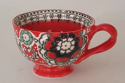 Taza de té de café con patas florales rojas Anthropologie Elka Ayaka mango retorcido Foto 1 de 4
