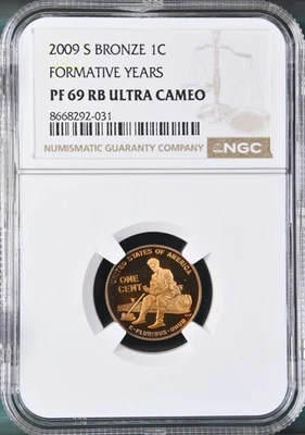 2009 S Bronze Lincoln Cent 1C FORMATIVE YEARS PF69 RB Ultra Cameo - Image 1 of 2