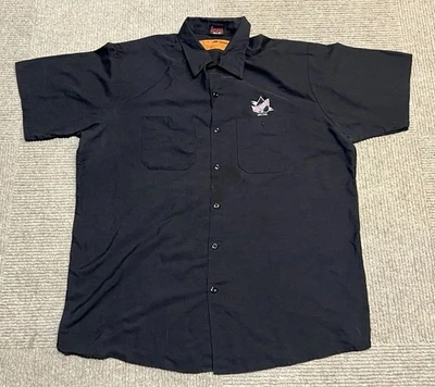 Vintage Lucky 13 Red Kap Tattoo Your Soul Spade Black Button Up XL Cat Wings - Image 1 of 4