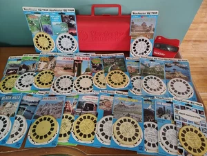 Gros lot vintage viewmaster monuments parcs nationaux bobines visite 3D avec étui - Photo 1/12
