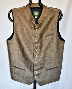 VEST VINTAGE HAMMERSCHMID TRACHTEN OKTOBERFEST DIRNDL TYROL LINEN MEN:US48/EU58 - Picture 1 of 7