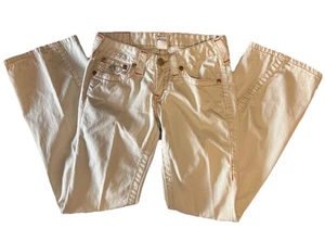 True Religion Joey khaki beige Y2K niedriger Bund Schlaghose Damengröße 25 - Bild 1 von 15