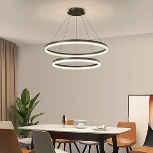2 Ring Dimmbar LED Moderner Kronleuchter, Verstellbare Hänge Foyer Pendelleuchte... - Bild 1 von 8