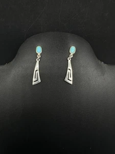 Vintage Türkis Sterling Silber Ohrhänger - Bild 1 von 8