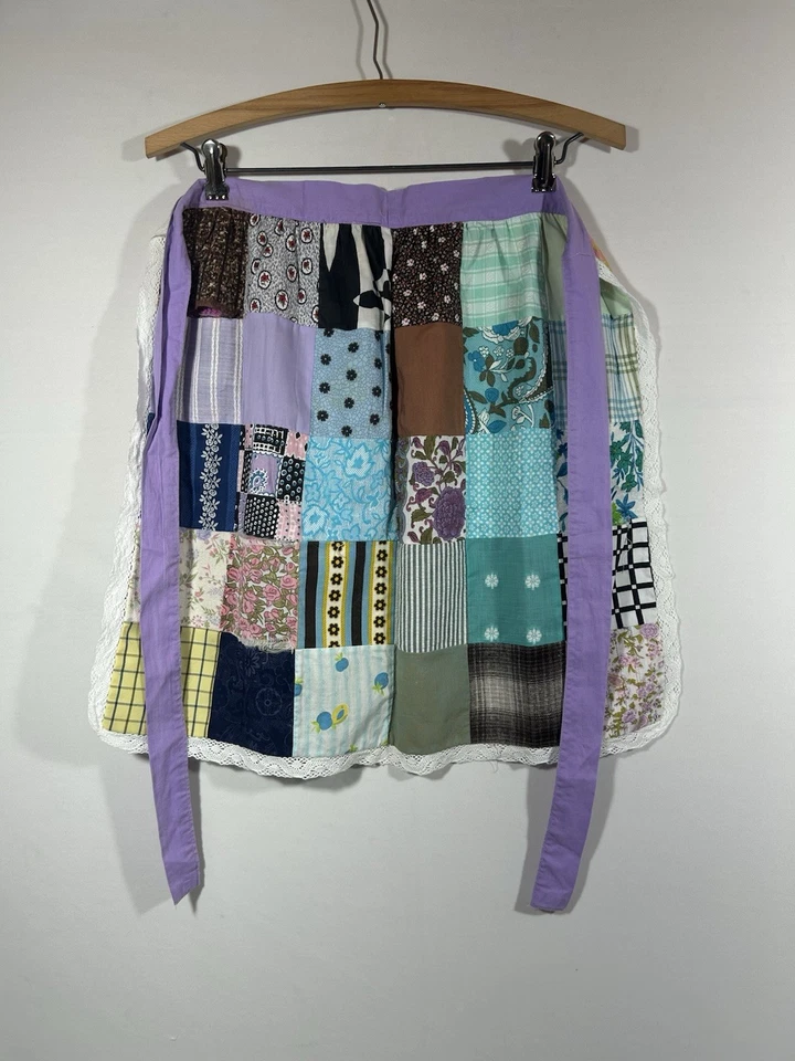 Delantal de cintura vintage de hasta 62"x19" mezcla de retazos tela acolchada núcleo de cabaña Foto 1 de 4