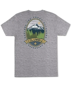 Columbia Men Regular fit Short Sleeve T-Shirt Shirt Large Grey Solid - Picture 1 of 2