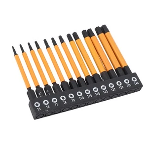 13x 75mm Star Bits S2 1/4 Inch Hex Shank Screwdriver Bit Set T5 T6 T7 T8 T9 T10 - Picture 1 of 24