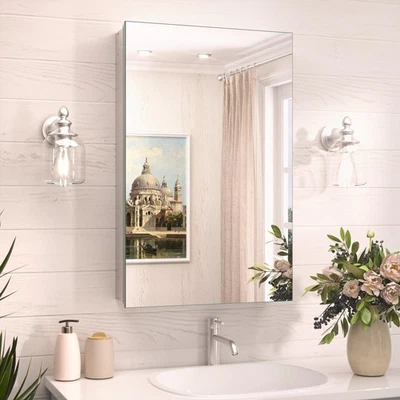 16x26 Farmhouse Medicine Cabinet Recessed or Surface Mount Aluminum, Tempered... - Image 1 of 4