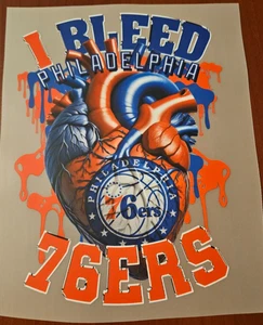 Philadelphia 76ers Colorful 8" DTF Heat Transfer Iron On FREE Shipping(C4/6) - Picture 1 of 1
