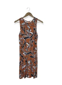 Yumi Kim Sleeveless Rust Floral Midi Dress Tropical Print Size Large Summer - Picture 1 of 3