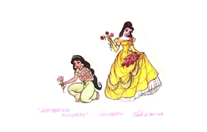 Aladdin/Beauty and The Beast:Bell/Jasmine Original Drawing Signed Philo Barnhart - Picture 1 of 2