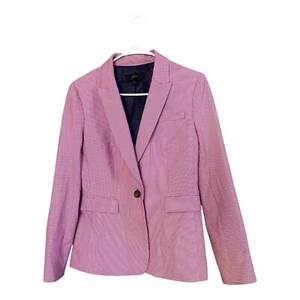 J. Giacca blazer tuta pied de poule rosa crew peplum donna taglia 6 - Foto 1 di 15