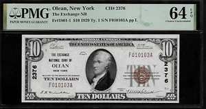 National Bank of Olean, NY, $10 1929 PMG 64 EPQ UNC Fr #1801-1 - Picture 1 of 4