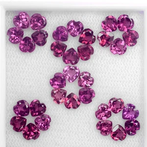 GORGEOUS SET! 10ct. Best 100%Natural Purple Pink Rhodolite Garnet Heart 4mm #12 - Picture 1 of 3