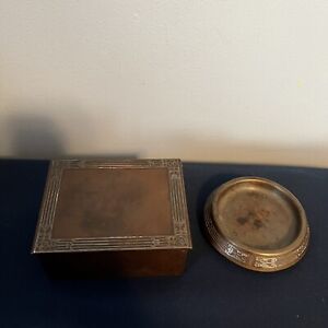 1912 HEINTZ Arts & Crafts Sterling Bronze Cigarette Humidor? Box w/ Ashtray NR