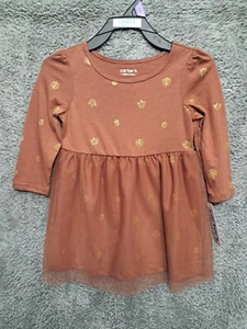 New Carters Dress Baby Girls Sz 12 Months Thanksgiving Acorns Leaves Fall - Picture 1 of 5