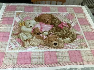 Teddy Bears PINK Panel Cotton Fabric by Fabric Traditions Patty Reed 34” by WOF - Image 1 of 3
