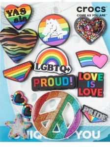 Crocs Authentic Jibbitz Love Is Love Pride LGBTQIA 13 Set Rainbow Shoe Charms - Picture 1 of 4