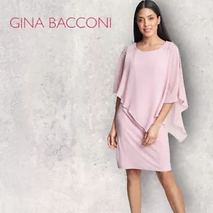 Vestido de gasa Gina Bacconi para mujer Zenna rosa con cuentas al hombro Reino Unido 14 nuevo con etiquetas £250 - Imagen 1 de 4