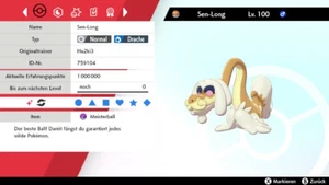 Shiny Sen-Long Drampa Pokemon Schwert Schild 6DV! + Meisterball - Picture 1 of 5