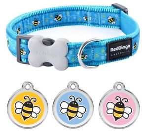 Red Dingo BUMBLE BEE Dog / Puppy Collar |  Engraved ID Tag | XS - LG | FREE P&P