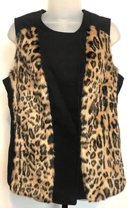 Gilet Chicos 0 donna S pelliccia sintetica stampa leopardata chiusura a scatto nero classico elegante - Foto 1 di 9