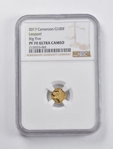 PF70UCAM 2017 Cameroon 100 Francs Leopard Big Five 0.5g .999 Fine Gold NGC *2962 - Picture 1 of 3