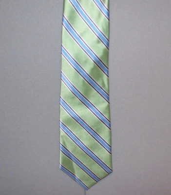 Corbata Class Club Gold Label VERDE AZUL Clásica Rayas 50" Seda Cuello #28 Foto 1 de 2