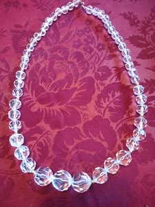 Vintage Acrylic Bead Necklace Gold Tone Spacer Beads Faceted Look Beads - Picture 1 of 7