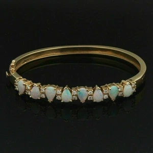 3.50 Ct Pear Cut Opal Lab Created Women's Bangle Bracelet 14K Yellow Gold Plated - Picture 1 of 5