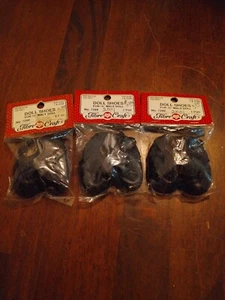 3 PAIR vintage  SHOES FOR 16" male DOLL BLACK PLASTIC NIP made in Taiwan - Picture 1 of 4