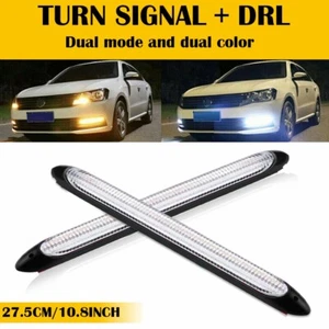 11" Sequential LED DRL Strip Headlight Light Daytime Running Signal Lamp 2pcs ED - Picture 1 of 17