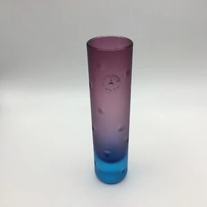 Glass vase, frosted glass, bubbles, 16cm, possibly Japanese blue purple - Picture 1 of 10