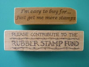 Fun Humorous Stamping Themed Phrases Set of (2) Rubber Stamps Rubber Stamp Fund - Picture 1 of 2