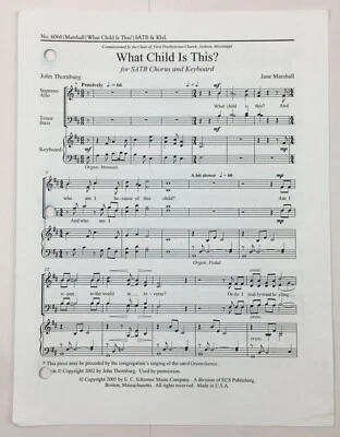 What Child Is This SATB Coro Coro Teclado Partituras Por Jane Marshall ECS Foto 1 de 4