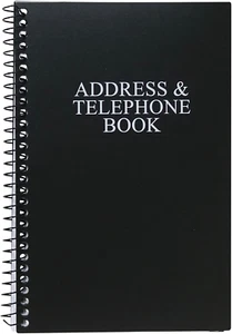 Iconikal Address and Telephone Book, Black, 8 X 5 Inches for Organizing Names - Picture 1 of 12